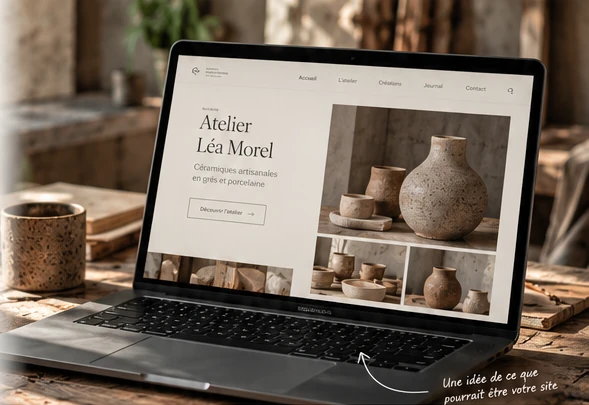 Illustration de concept : site d’un atelier fictif de céramique sur un ordinateur.