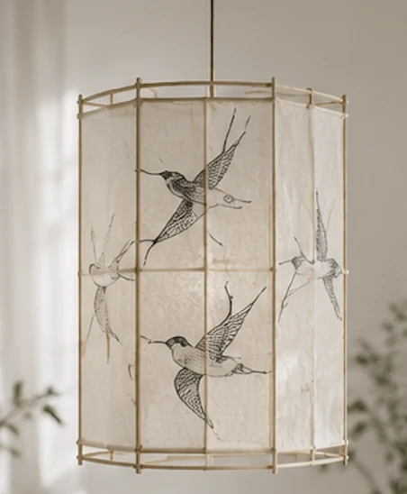 Envol — luminaire en papier à motifs oiseaux