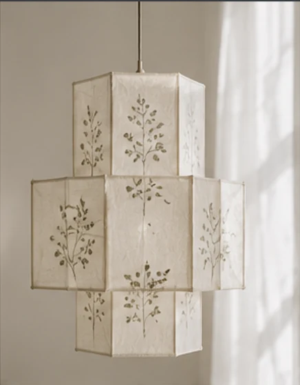 Étage — luminaire en papier à motifs herbier