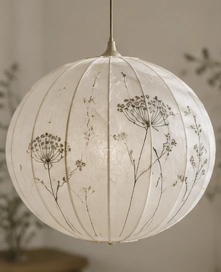 Ombelle — luminaire en papier à motifs herbier