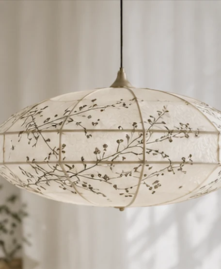 Rive — luminaire en papier à motifs herbier