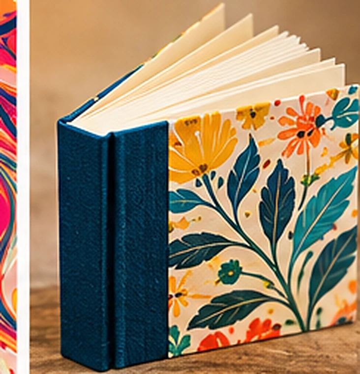 Carnet fleuri à dos bleu