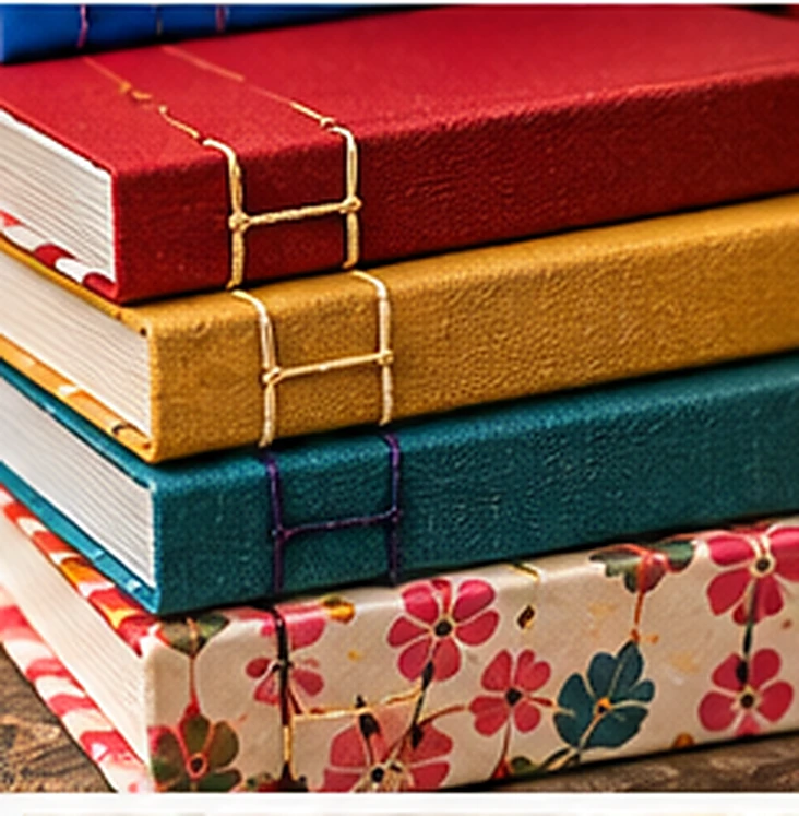 Carnets superposés aux dos de toile colorés