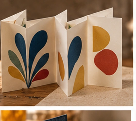 Livre accordéon aux formes graphiques colorées