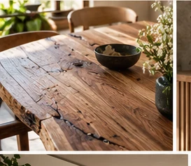 Plateau de table en bois massif avec son veinage naturel